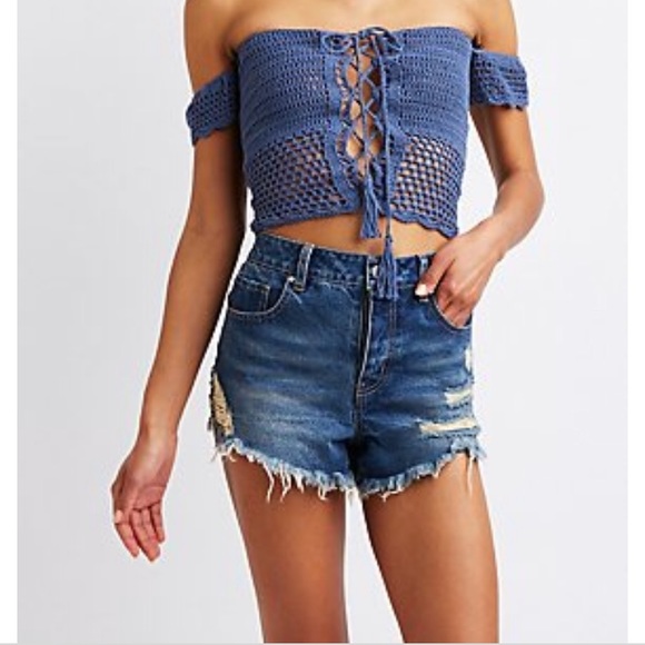 crochet off the shoulder crop top